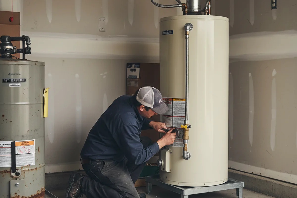 Water heater and shutoff valve replacement in East Earl