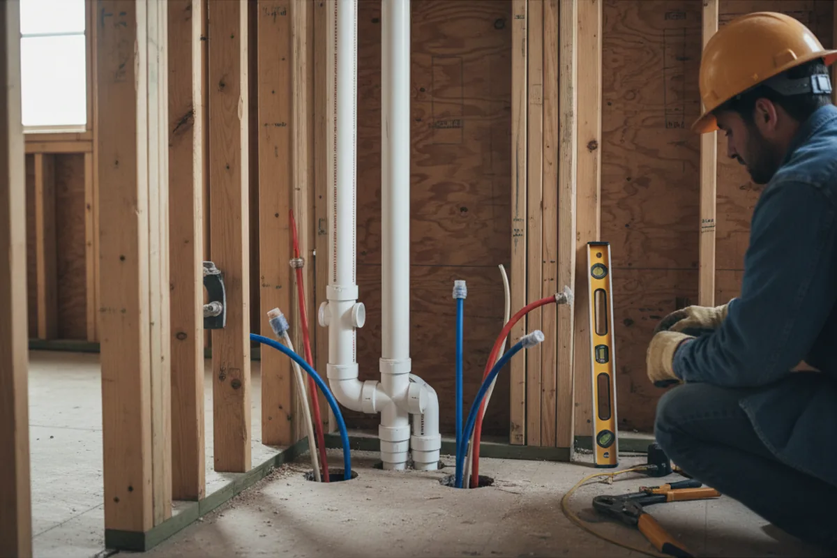 Drain and supply rough-in during Drain Cleaning in East Earl
